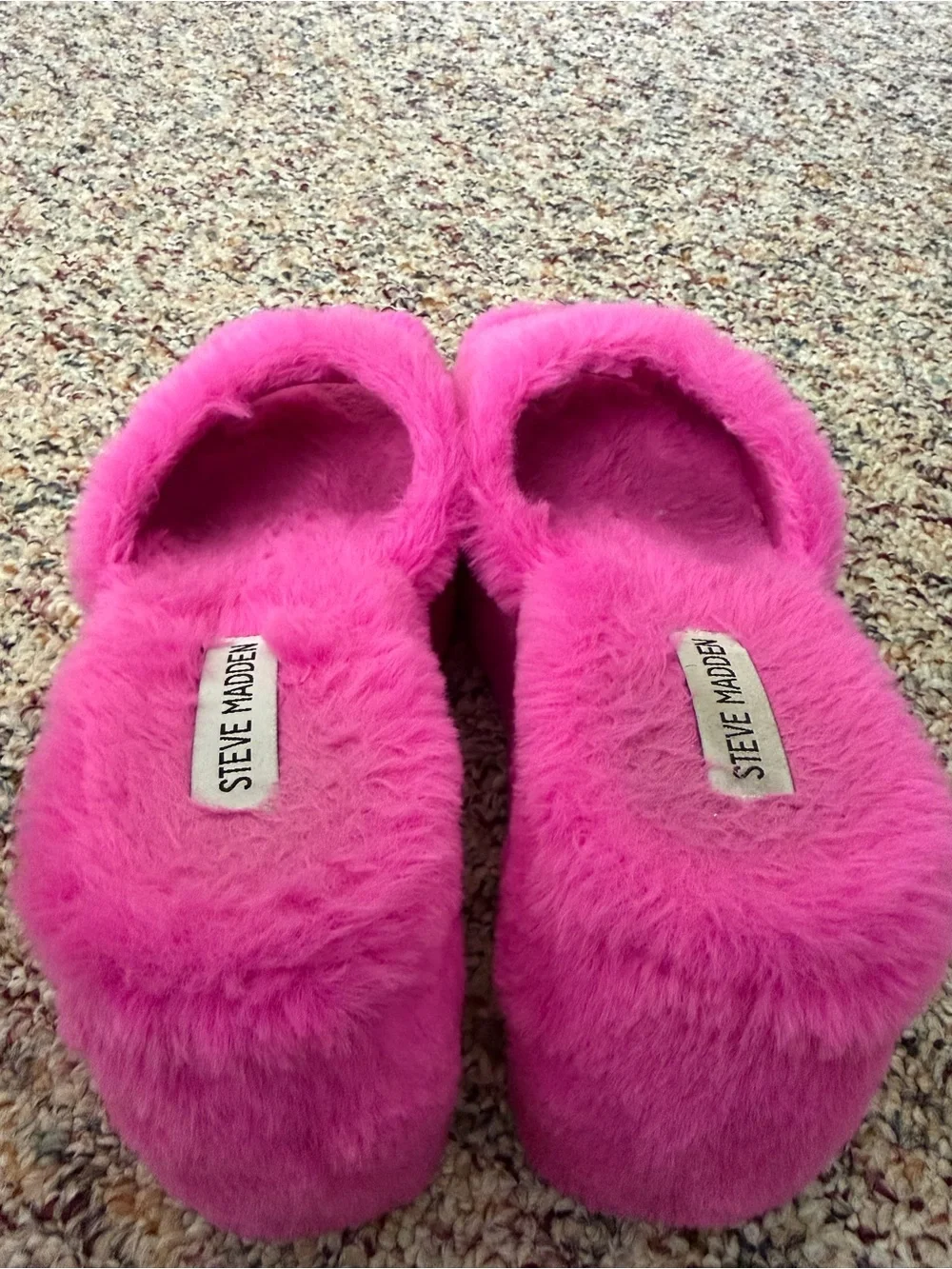 Steve Madden Vibrant Pink Fuzzy 5-inch Platform Heels